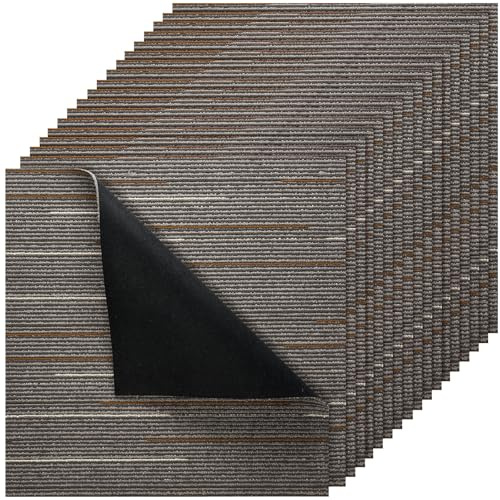VEVOR Losetas de Alfombra, 609,6 x 609,6 x 6 mm, Suelo de Moqueta Modular de 9 m², Fácil de Instalar y Reemplazar, para Apartamentos, Oficinas, Propiedades de Alquiler, Marrón Oscuro, 24 uds