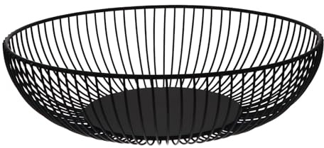 SHINEOFI Corbeille à Fruits pour Rangement Multiple Ronde et Moderne en Métal Noir Décoration Cuisine Élégante et Pratique Bol à Pot-pourri