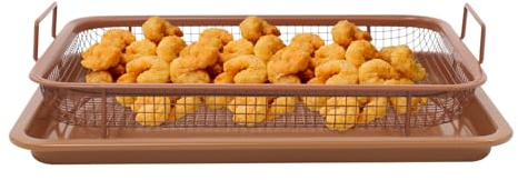 Grillkorb Grillgitter Backblech mit Abkühlgitter für Backofen Ofen Backblech Backofen Backkorb Crisper Korb Mesh Grill Korb für Backen Von Keksen Grillen Und Kühlen (Antiker Messing)
