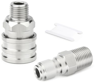 MEANLIN 2PCS Kit raccords tuyau nettoyeur haute pression acier inoxydable 304, raccord rapide mâle 1/4 BSP, connecteur eau haute pression pour nettoyeurs