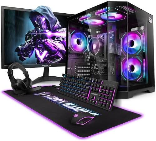 Vibox VI-63 Gaming PC Set Komplett • Monitor 22 Zoll • AMD Ryzen 3 3200G 4-Kern • Radeon Vega 8 • 16GB RAM • 2TB HDD • 240GB SSD • Windows 11 • WLAN 6 + Bluetooth 5.4