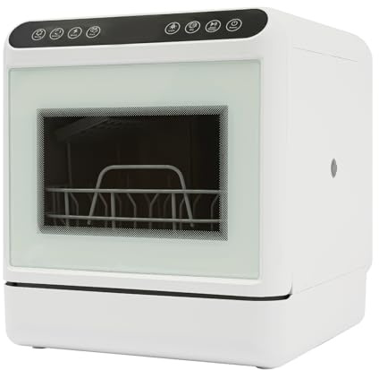 Mini diskmaskin med 6 liters vattentank, bordsdiskmaskin med 4 program och varmluftstorkning, bärbar diskmaskin för 4 till 6 personer