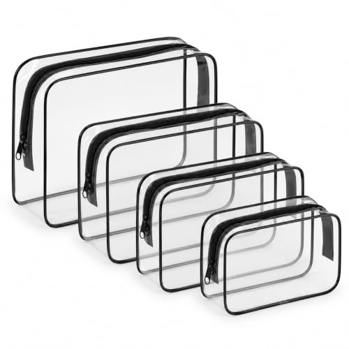 iMaMa Clear Toiletry Bags, 4 Pack Travel Wash and Makeup Bag Set