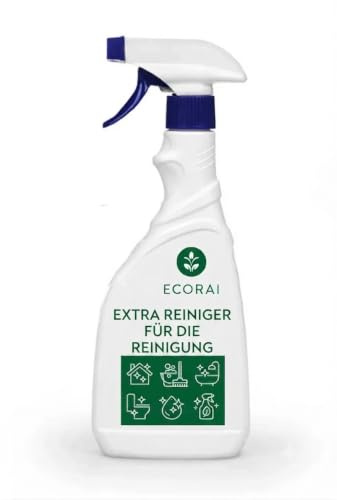 Ecorai Ökologischer Universal Essigreiniger Konzentrat mit Zitronensäure – entfernt Fett & Kalk, reinigt gründlich – 500 ml Sprühflasche für 2,5 L (4er-Pack)