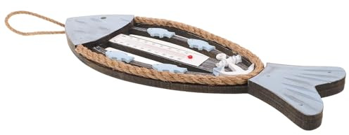 Anneome Fischthermometer aus Holz in Fischform, rustikales Wandthermometer, dekoratives 3D Fischmotiv, für Eingangsbereich und Hotelräume, lichtbeständig
