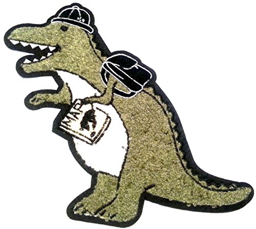 Dinosaurier Aufnäher Bügelbild Aufbügler Iron on Patches Applikation groß Kinder  Ein DINO geht nach Panama 24 cm 