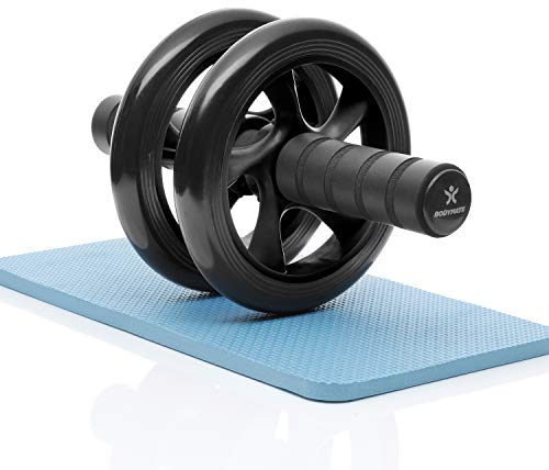 BODYMATE AB Roller Classic, Bauchtrainer zur Stärkung der Core-Muskulatur, Fitnessgerät für Zuhause, Bauchmuskeltrainer inkl. Kniepad, 28 x 16 cm (L x Ø), in Schwarz