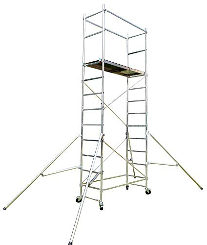 Aluminium-Gerüst/Gerüstturm DIY Premium Plus mit 4 feststellbaren Rädern und Auslegern (5m)
