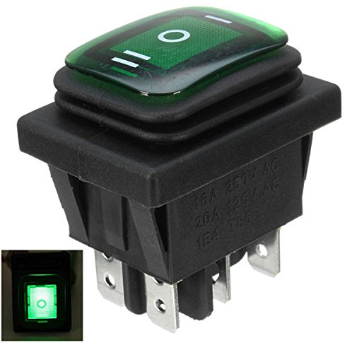 EsportsMJJ 16A 250V Wippenschalter 3 Position 6-Polig Wasserdichter Schalter Mit Lampen Licht - Grün