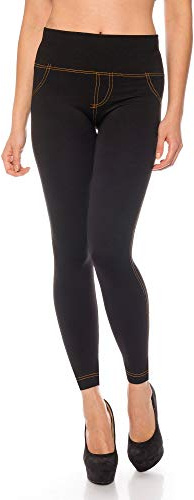 Kendindza leggings thermiques pour femmes effet jeans style doublure intérieure en polaire Basicque Opaque