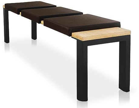 Lycce Bankauflage Klemmkissen 2 Leisten, Sitzkissen Kunstleder braun, Banktiefe 33 cm