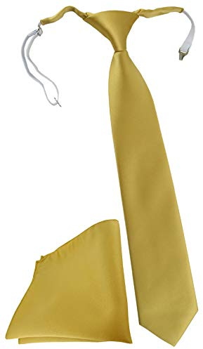 TigerTie Kinderkrawatte Einstecktuch in gold einfarbig Uni - vorgebundener Knoten (fest vernäht) mit Gummizug