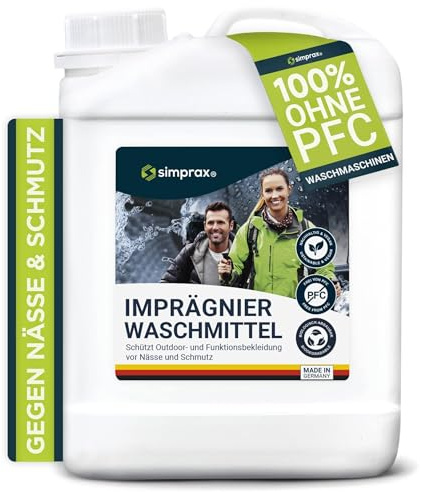 SIMPRAX Miljövänligt och PFC-fritt Vattentätt Rengöringsmedel - Gore-Tex Sympatex Softshell & Fritidskläder - Maskin- eller handtvätt för Jackor Byxor - 5 L