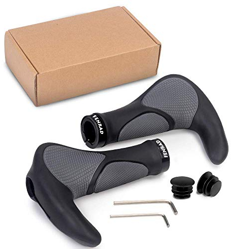 Fahrradgriffe ergonomisch, Horn Lenkergriffe für MTB, Trekkingrad, E-Bike, Cityrad Rennrad und Faltrad mit Zwei Seiten Lock-On Design aus rutschfestem Gummi (22 mm Fahrrad Griffe)