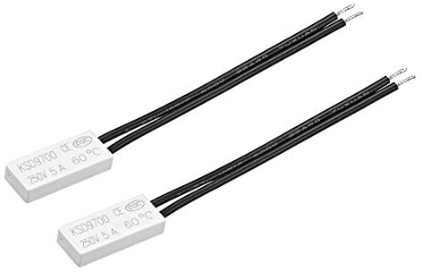 sourcing map 2 Stk. Normalerweise geschlossener Temperaturschalter, 60℃ N.C 5A Thermoschalter Thermostat Bimetall Temperaturregler Schalterregler
