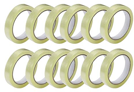 GTSE - Klebeband Transparent - 24 mm x 66 m pro Rolle - Klebeband zum Verpacken von Geschenken, für zuhause, die Schule und das Büro - 12 große Rollen