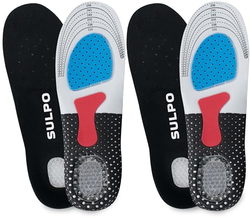 2 Paare Einlegesohlen Orthopädische gegen Druckschmerz bei Fersensporn Sport, Schwarz, Gr. 45-47