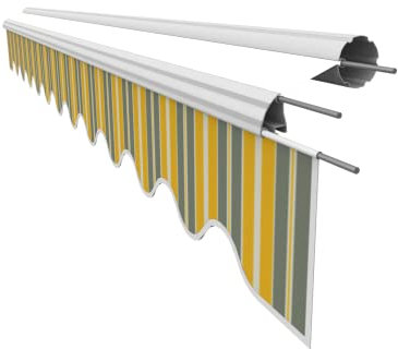 VANA Markisenstoff Volant für 4 m Markise Ersatzstoff Markisentuch Bespannung Sonnenschutz, nur Volant, fertig genäht, Maß 3,83 x 0,21 m, Design SPD032