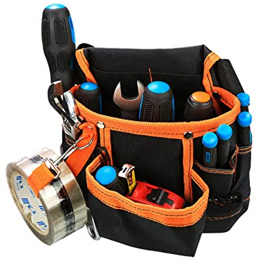 Gardening Tools Belt 7-Pocket Portable Tool Waist Bag Belt Tool Apron for Garden Shears, Wrench, Hammers, Screwdrivers, Fits Most Handle Instrument(Orange)