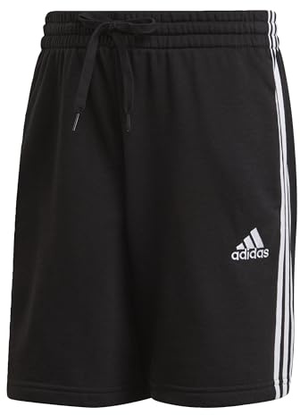 adidas Mens Essentials 3 Stripe Fleece Shorts Black/White XXL