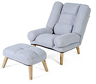 KJLY Sofas Gartenstühle Faules Sofa-Stuhl 14 Stände Anpassen mit Fußstütze Freizeit Polsterstuhl Sofa Slipcover Büro Mode Sofa Sessel, Grau/Grün/Gelb (Color : Gray)
