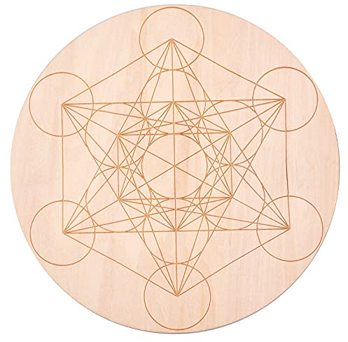 GORGECRAFT Star Pendulum Board Wooden Divination Metaphysics Message Board Wood Carving Board Divination Witchcraft Altar Coaster Eco-Friendly Anti-Scalding Flat Round Shape 7.8inch BurlyWood