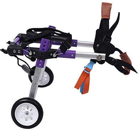 Verstellbarer 2-Rad-Haustierwagen/Rollstuhl, Haustier-Rehabilitationswagen für die Rehabilitation der Hinterbeine, Praktischer Hunderollstuhl, Hilfsräder für Behinderte Hinterbeine, Hunde(Violett)