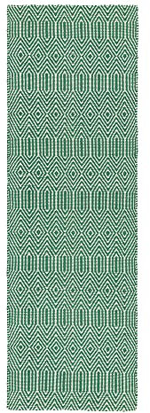 Sloan Geometrische Ethno-Handarbeit Flachgewebe Wolle Teppich Fußmatte Teppich (66 x 200 cm Läufer (66 x 200 cm), Grün