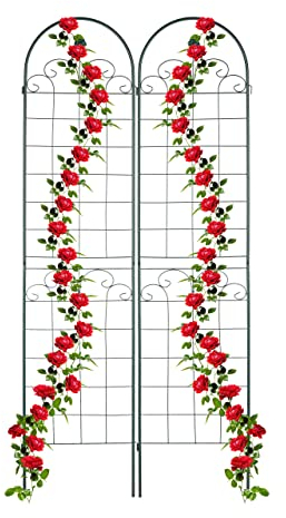 Relaxdays Rankgitter, 2er Set, HxB 220 x 50 cm, freistehend, Rankhilfe zum Stecken, Kletterpflanzen, Blumenspalier, grün