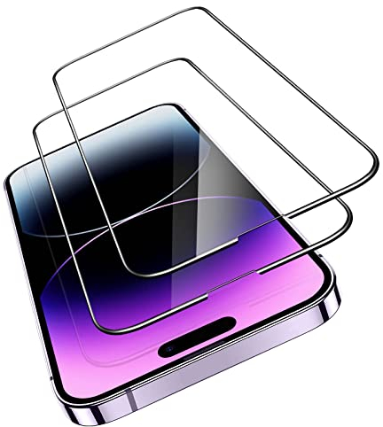 ESR Armorite Protector Pantalla Compatible con iPhone 14 Pro, 2 Piezas Cristal Templado Ultrarresistente con Protector de Altavoz, Soporta 50 KG de Fuerza