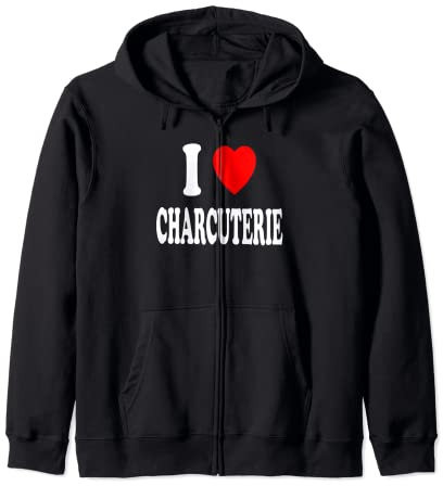 I Heart (Love) Charcuterie Vin Fromage Viande Planchette Apéritif Sweat à Capuche