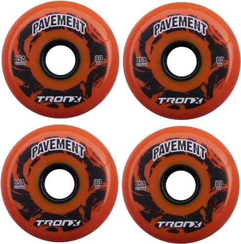 TronX Outdoor Asphalt Pavement 85A Inline Roller Hockey Wheels 4 Pack | 59mm, 68mm, 72mm, 76mm, 80mm Sizes Hi-Lo (59mm)