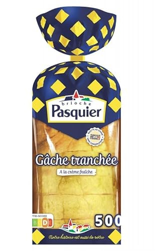 Brioche Pasquier Gâche Tranchée 500g - Délicieuse viennoiserie sucrée pour des petits déjeuners gourmands - Lot De 4