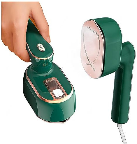 JUNZAI Ferro da Stiro a Vapore Portatile, Mini Ferro da Stiro Viaggio Pieghevole 100ml,Riscaldamento 20s,Manico Pieghevole, Mini Ferro a Vapore Doppio Uso per Asciutto,Bagnato,Green