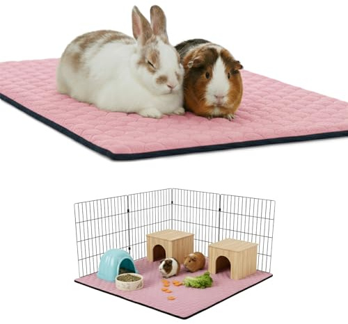 NEO SOLVO Sovdyna, Sängkläder, Fleece burfoder för kanin och marsvin - 60x120 cm (Mellanvästern) med en tunnelfilt av fleece för borttagning - Perfekt för burar och C&C - Absorberande vattentät - Rosa