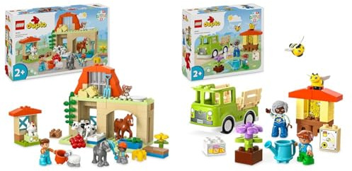 LEGO 10416 Duplo Ma Ville Prendre Soin des Animaux de la Ferme, Jouet Éducatif pour Bébés & 10419 Duplo Ma Ville Prendre Soin des Abeilles et des Ruches, Jouet Éducatif Pâques