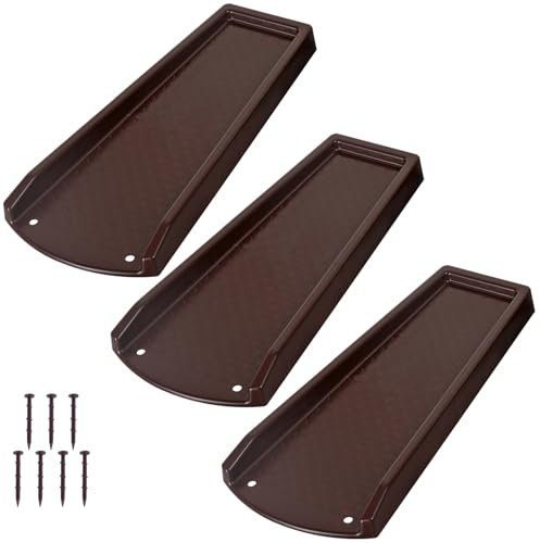 plusgutter Lot de 3 extensions de bec de descente de gouttière pour drainage de l'eau, protections anti-éclaboussures de 61 cm, plateaux de drainage à bec fixe avec clous en polyéthylène (marron)