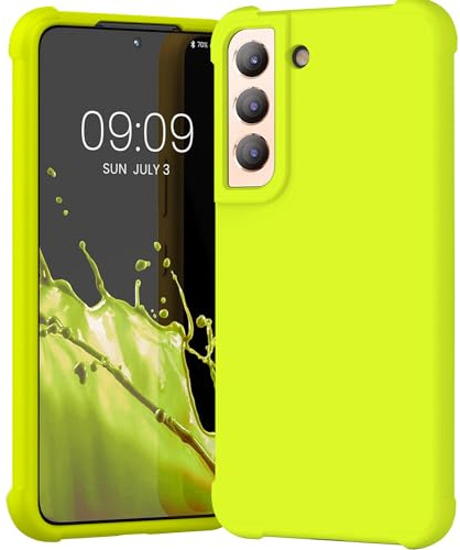 KIOMY Neon Green Case with Soft Finish for Samsung Galaxy S21 5G, Shockproof Bumper Protective Silicone Stylish Cell Phone Back Cover with Bright Vibrant Solid Color