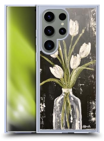 Head Case Designs Officially Licensed Haley Bush White Tulips In Glass Jar Floral Painting Gel Case [Military Grade Protection] Compatible with Samsung Galaxy S24 Ultra 5G and Compatible with MagSafe