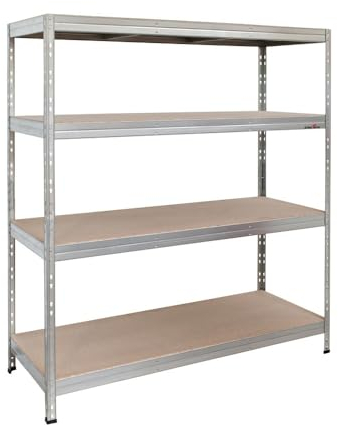 Steinbock Schwerlastregal verzinkt - 1.000 kg Tragkraft - HxBxT 180 x 160 x 60 cm - Steckregal mit 4 Böden - 250 kg Fachlast - Made in EU - Werkstattregal aus verzinktem Stahl - Metallregal