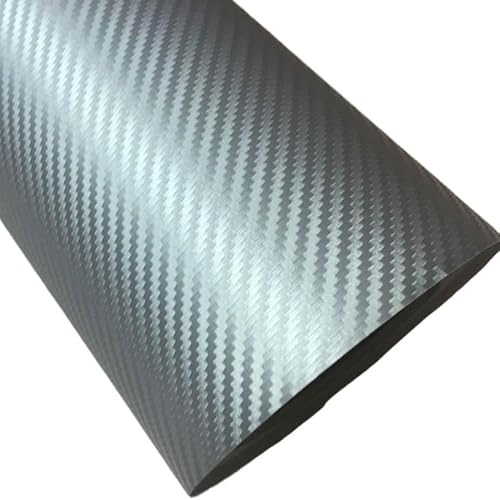 Vinilo Coche 127X30CM/Lot Silver 3D Carbon Fiber Vinyl Car Wrap Sheet Roll Film Car Stickers and Decals Motorcycle Car Styling 3D Carbon Film Fibra De Carbono(Silver)