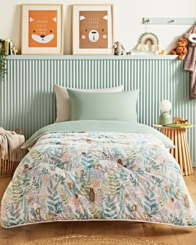 Night Lark Children's Coverless Duvet and Pillowcase Set – Coverless Duvet Single 4.5 Tog with Advanced Smartfil® Fibre, Machine Washable, Hypoallergenic – Into the Woods, Single Bed Size