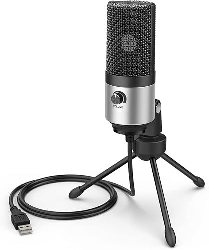 ZWYUAN Metal Computer Microphone USB Kit with Volume Knob, Suitable for Video Recording and Dubbing Microphone