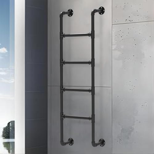 Egress Ladder Fire Escape Ladder for Emergency Home Safety 39/49/55/59/65 Heavy-Duty Basement Window Well Ladder Wall Mounted Metal Step Ladder(170cm/67in)