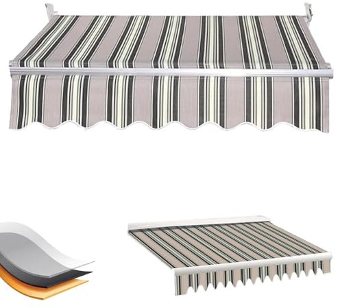 Ersatz for Einziehbare Klemmmarkise, Ersatzstoff mit Volant, UV Schutz, Sonnenschutzdach for Einziehbare Markisen, Wasserdichter Mehrzweck-Markisenschutz, Langlebiger Markisenstoff(Multi Stripe,(8.2x6