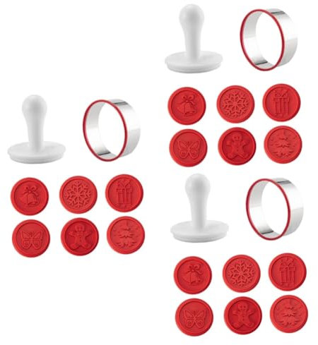 Cabilock 3 Set timbro biscotto Cutter di biscotti tagliacarte fondente biscotti natale biscotti natalizi timbro per biscotti resistente all'usura timbro per biscotti in silicone pp rosso