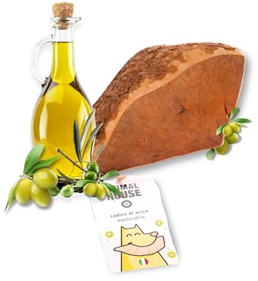 Animal House Raíz de Brezo para Perros, masticativo Natural empapado en Aceite de Oliva, Optimiza la higiene bucal, antiestrés, Resistente y Duradero (S)