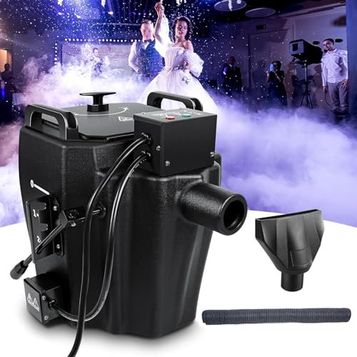 Máquina de humo de hielo seco de 3500 W/6000 W, máquina de humo de baja altura con tubo y boquilla, máquina de humo de baja altura con efecto de escenario de DJ de cobertura de 2152 pies cuadrados(350