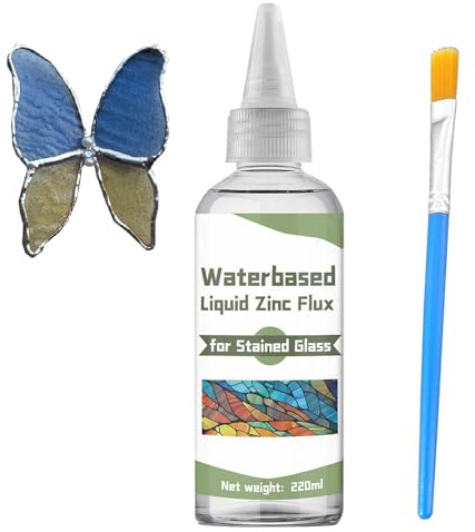 WAN2TLK Liquid Flux Soldering 220ml - Stained Glass Flux for Soldering Work, Glass Repair and More - Stain Glass Tools and Supplies - Waterbased Liquid Zinc Flux for Stained Glass