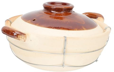 JECOMPRIS Casseruola Da Cucina in Terracotta 0.5l Doppio Manico Per Stufato Di Cibo, Pentola Per Cucina Domestica Resistente Ad Alte Temperature Per Riso Brasato e Zuppe